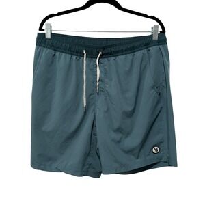 Vuori Mens Kore Shorts Lined 7" XXL Blue Performance Gym Running Drawstring